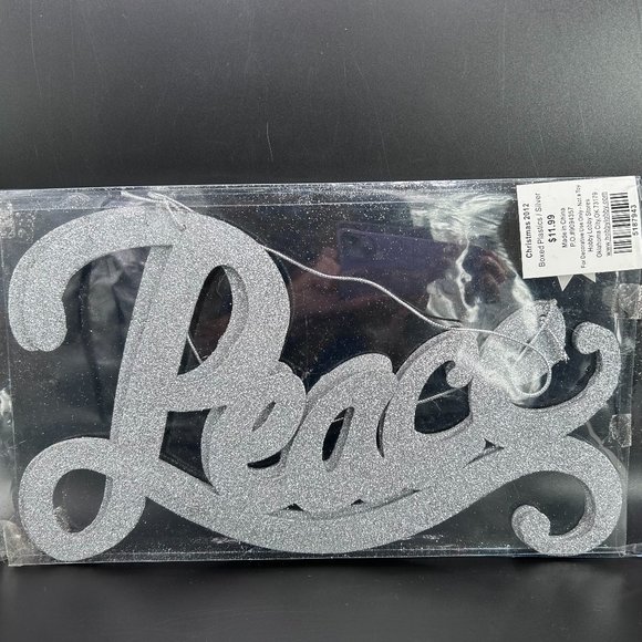 Hobby Lobby Silver Glitter Peace Sign Door Wall Christmas 2012 Set of 2 - Picture 1 of 8